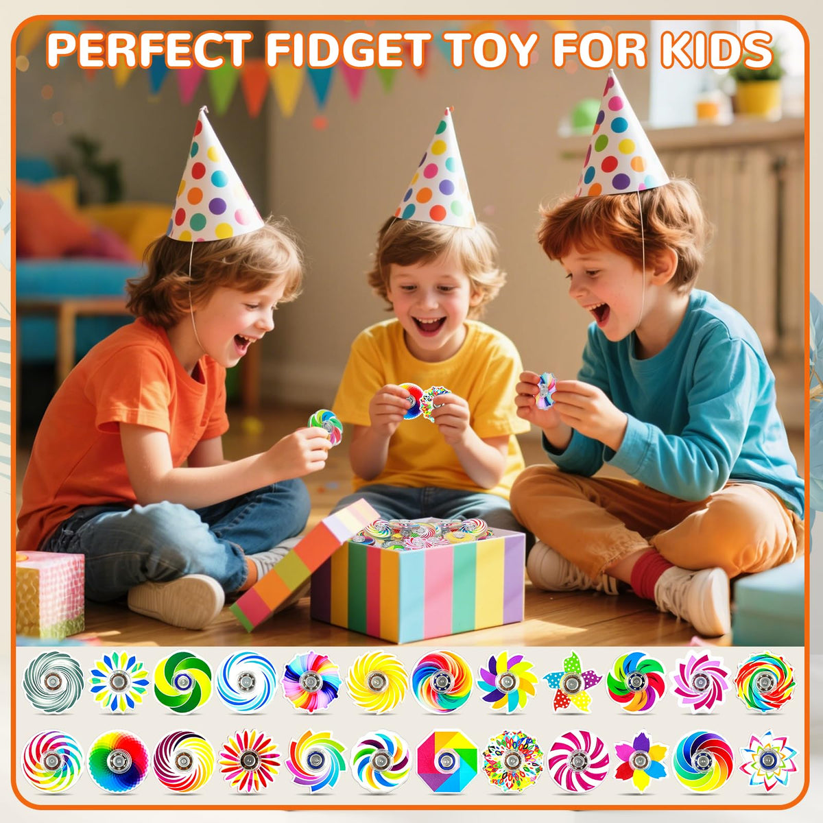 SCIONE 24Pack Mini Fidget Spinner Toys – Rainbow Party Favors & Classroom Prizes