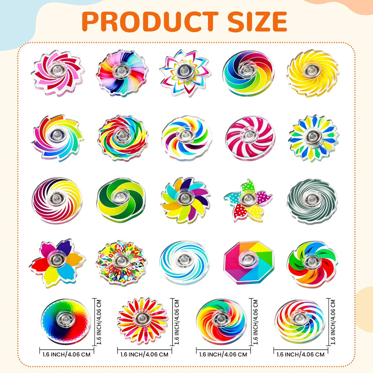 SCIONE 24Pack Mini Fidget Spinner Toys – Rainbow Party Favors & Classroom Prizes