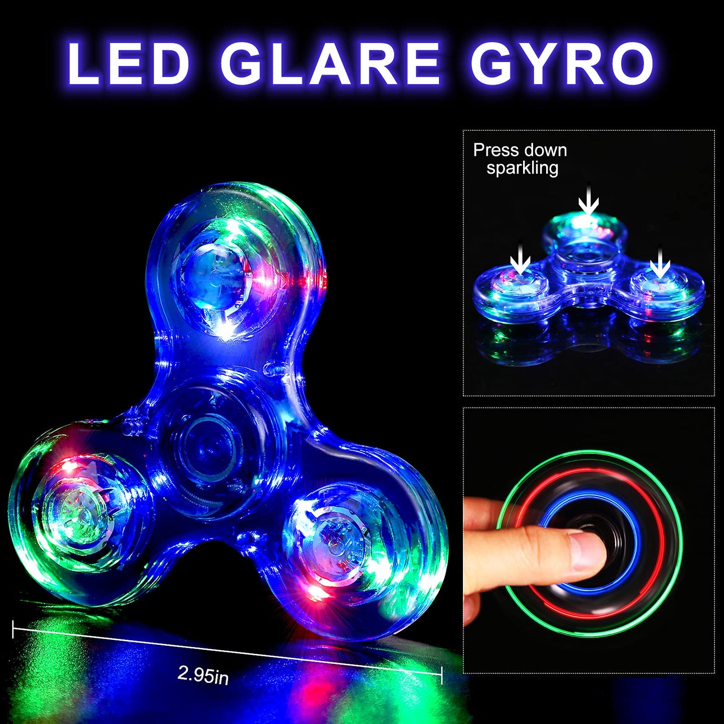 SCIONE 5 Pack LED Light Up Fidget Spinners – Glow in the Dark Sensory Toys for Kids