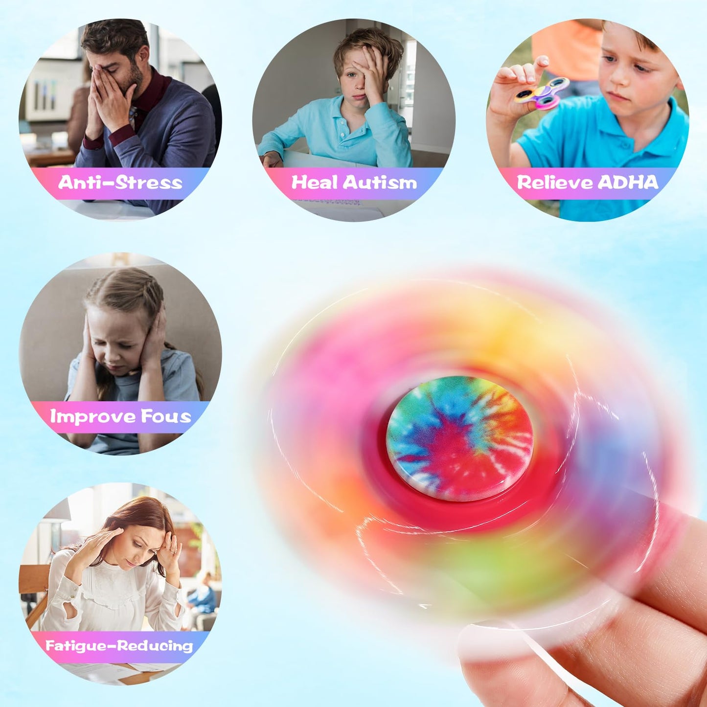 SCIONE Fidget Spinners 6-Pack – Calming Sensory Toys & Classroom Prizes