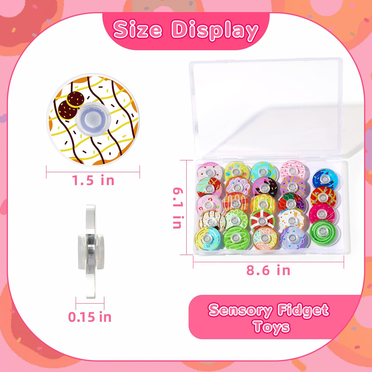 SCIONE 24-Pack Mini Fidget Spinner Toys – Donut Design for Kids & Adults