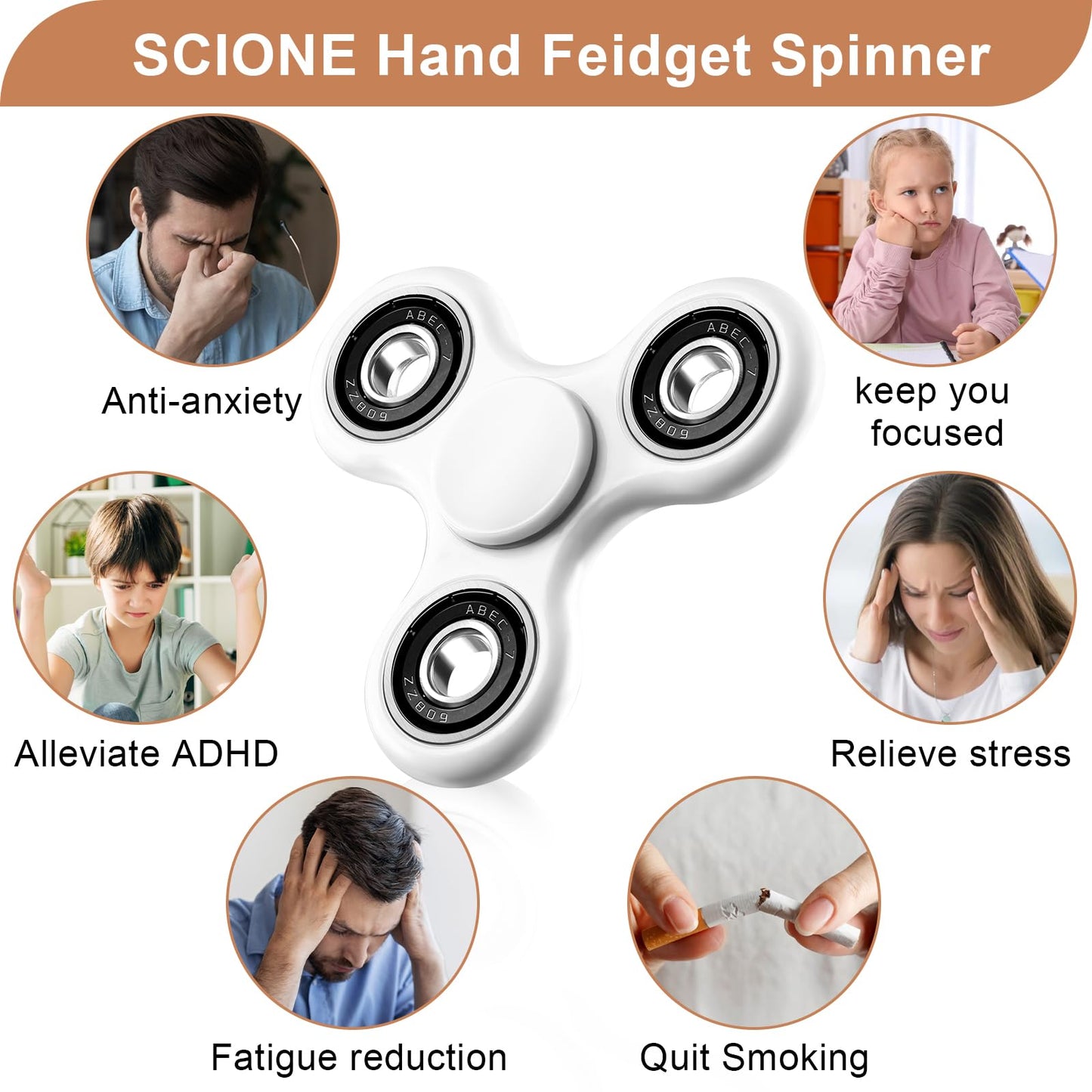 SCIONE Fidget Spinner Toy 1 Pack – Sensory Fidget for Anxiety Relief and Focus