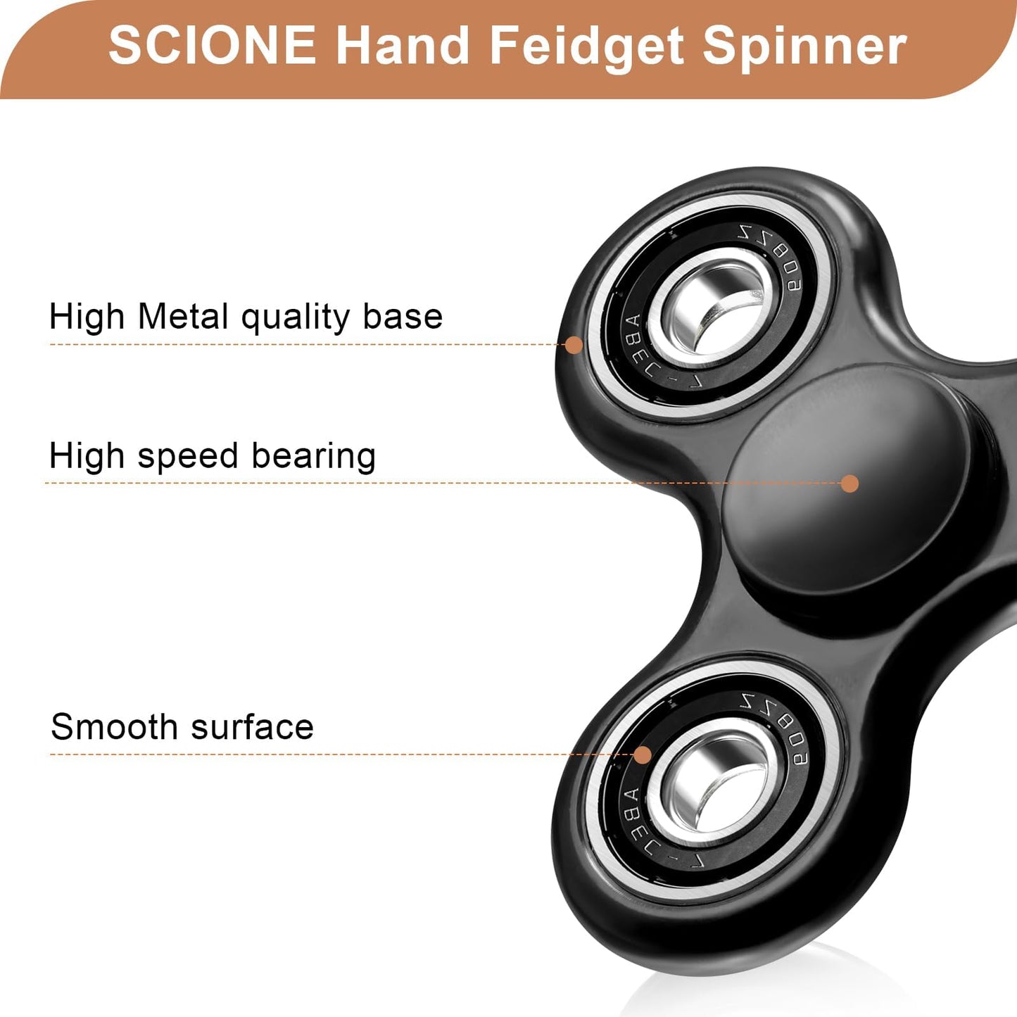 SCIONE Fidget Spinner – Durable 4-Bearing Toy for Focus, Anxiety Relief & Travel