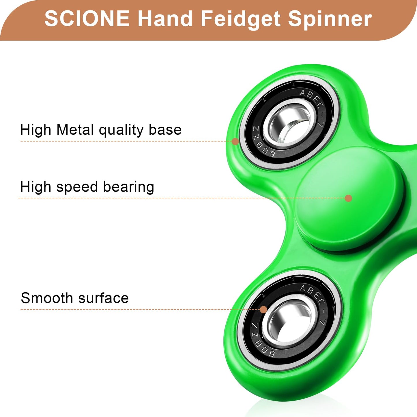 SCIONE Fidget Spinner Toy 1 Pack – Four-Bearing, Pocket-Sized Sensory Fidget for Focus & Stress Relief