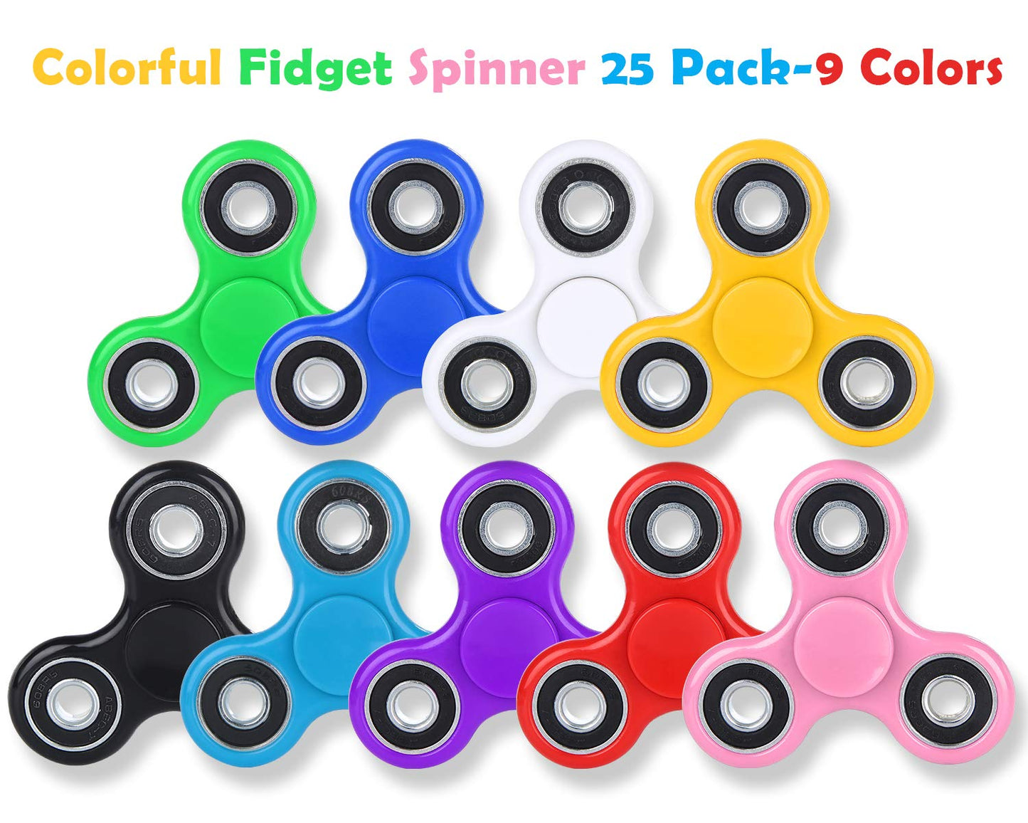 SCIONE Fidget Spinners 25 Pack — Party Favors, Classroom Prizes, Focus Toys