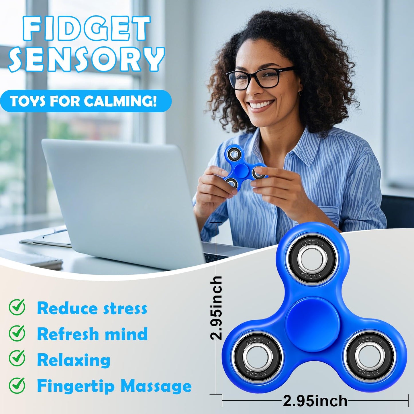 SCIONE Fidget Spinners 25 Pack — Party Favors, Classroom Prizes, Focus Toys