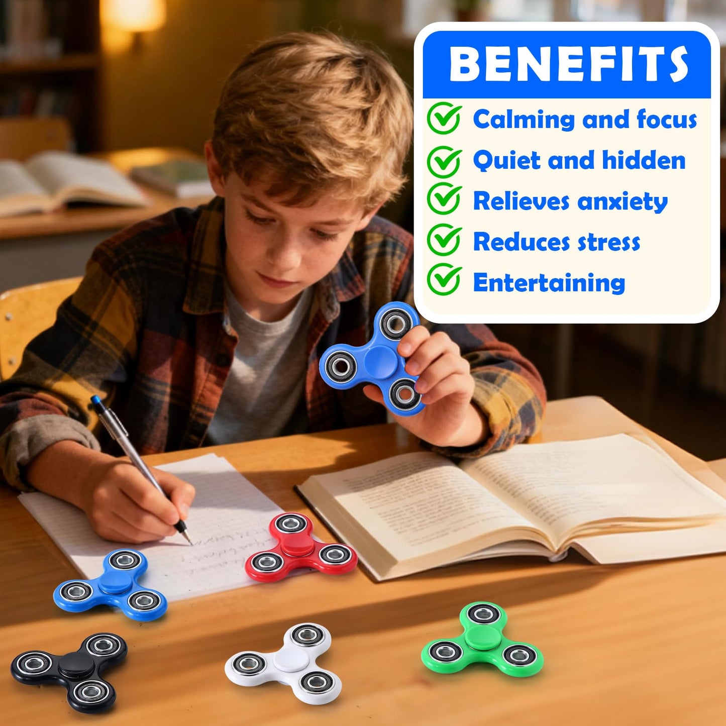 SCIONE Fidget Spinners 5 Pack | Sensory Stress Relief Toys for All Ages