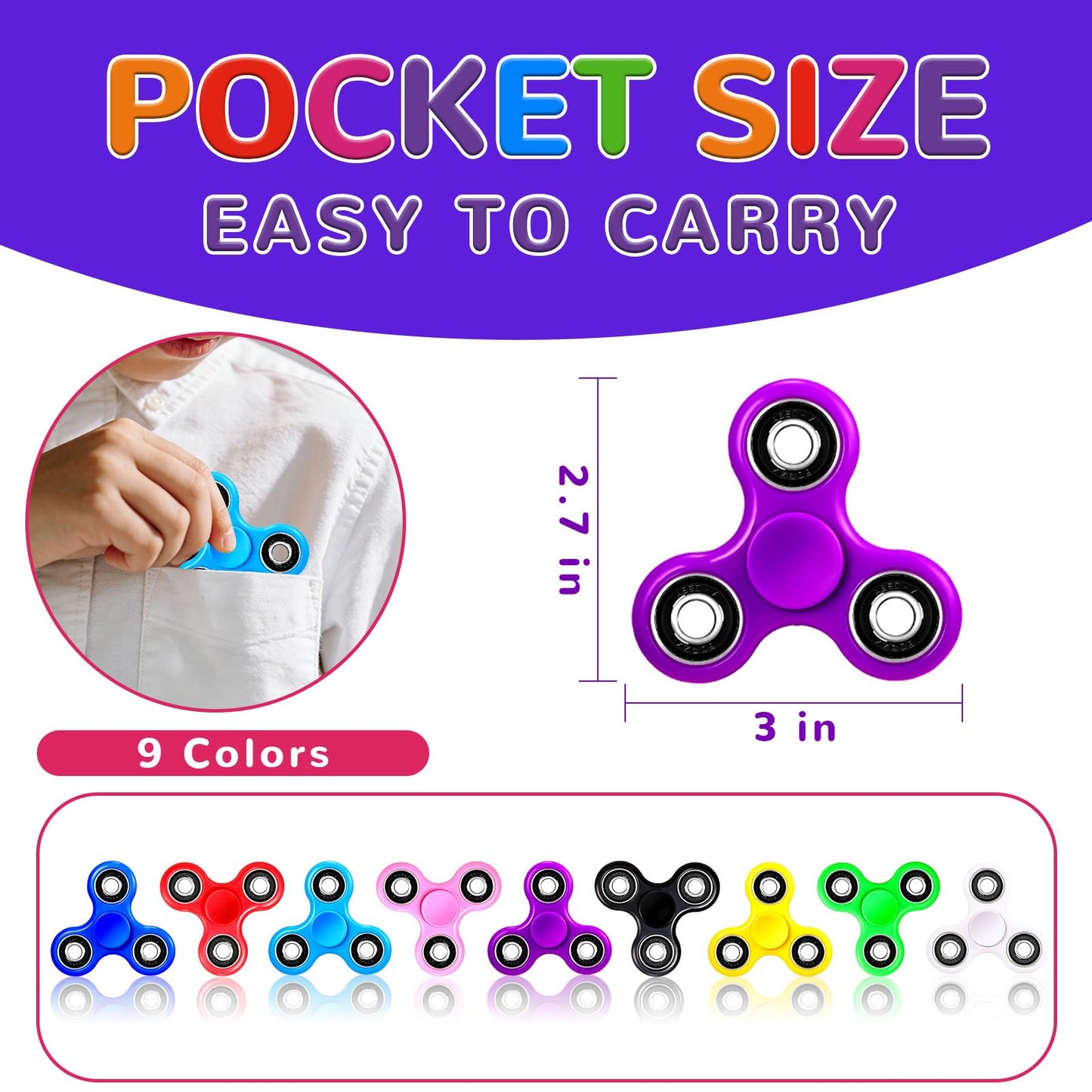 SCIONE 25-Piece Fidget Spinner Color Bundle – Random Colors, Box Included, Ultra-Fast Bearings