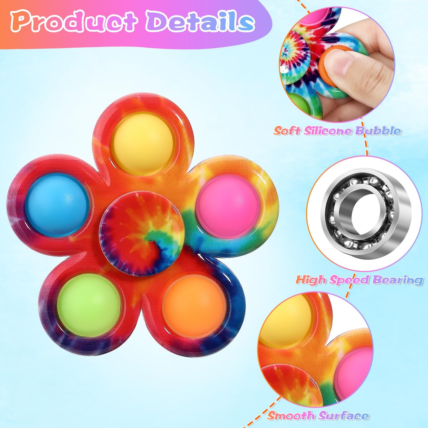 SCIONE Fidget Spinners 6-Pack – Calming Sensory Toys & Classroom Prizes