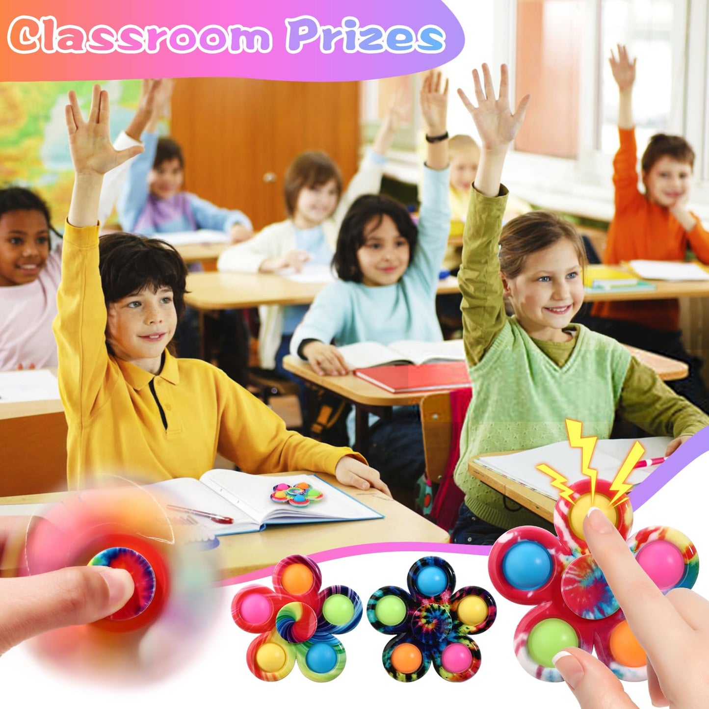 SCIONE Fidget Spinners 6-Pack – Calming Sensory Toys & Classroom Prizes