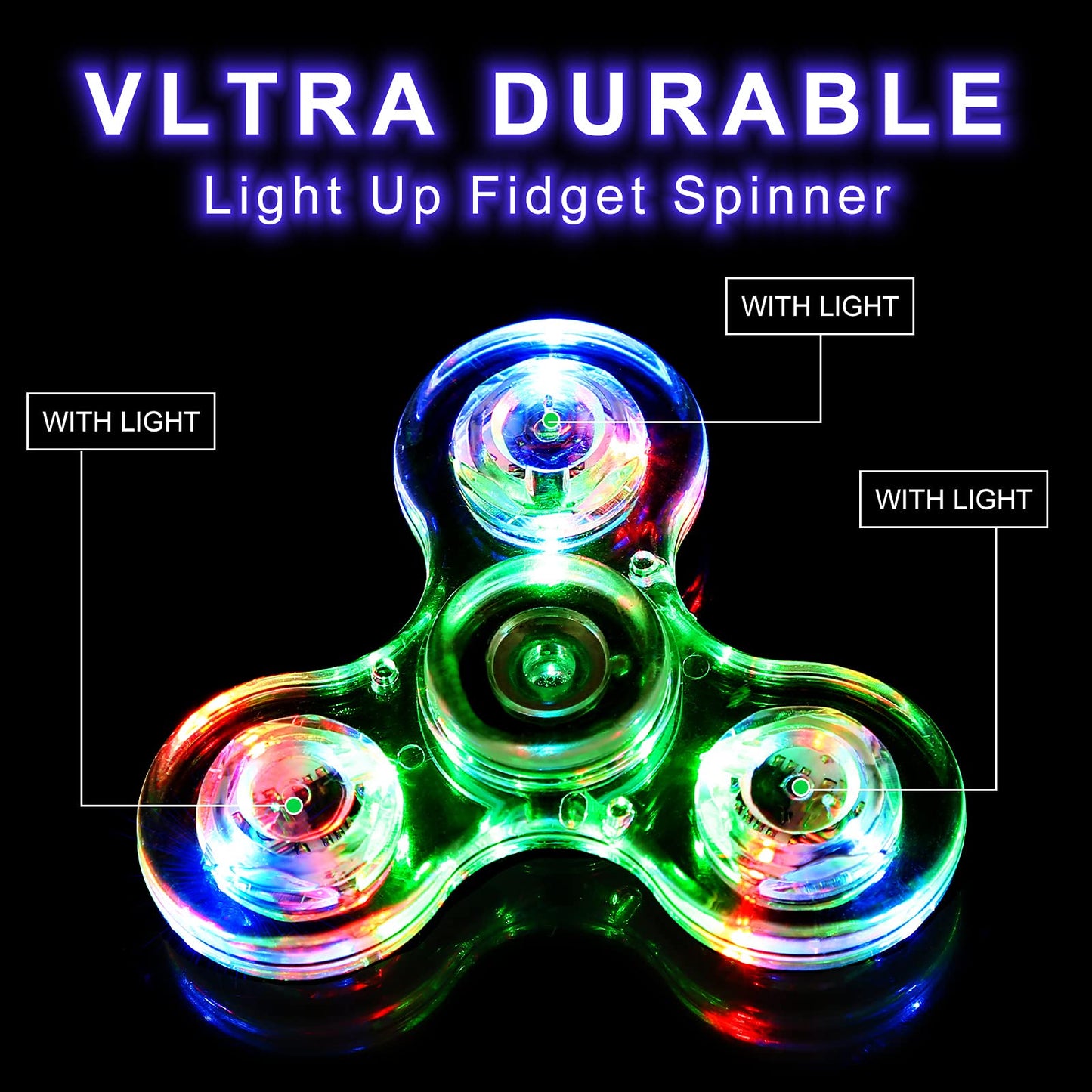 SCIONE 5 Pack LED Light Up Fidget Spinners – Glow in the Dark Sensory Toys for Kids