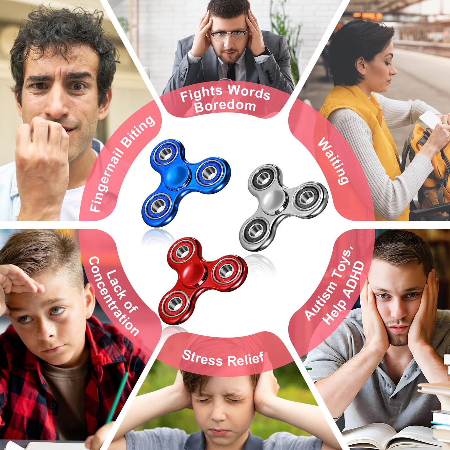 SCIONE Valentines Day Gift – 3-Pack Fidget Spinners for Kids | Focus & Relaxation