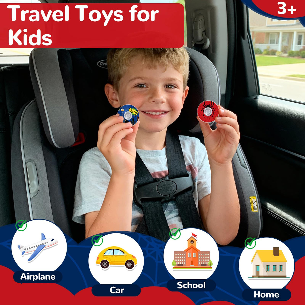 SCIONE 24-Pack Spider Theme Fidget Spinner Toys for Kids | Durable, Colorful Party Favors & Classroom Prizes
