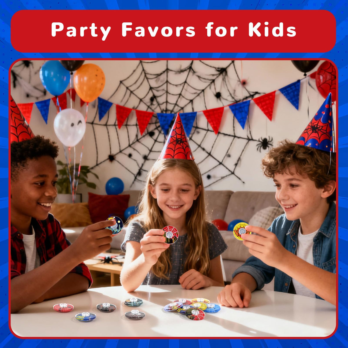 SCIONE 24-Pack Spider Theme Fidget Spinner Toys for Kids | Durable, Colorful Party Favors & Classroom Prizes