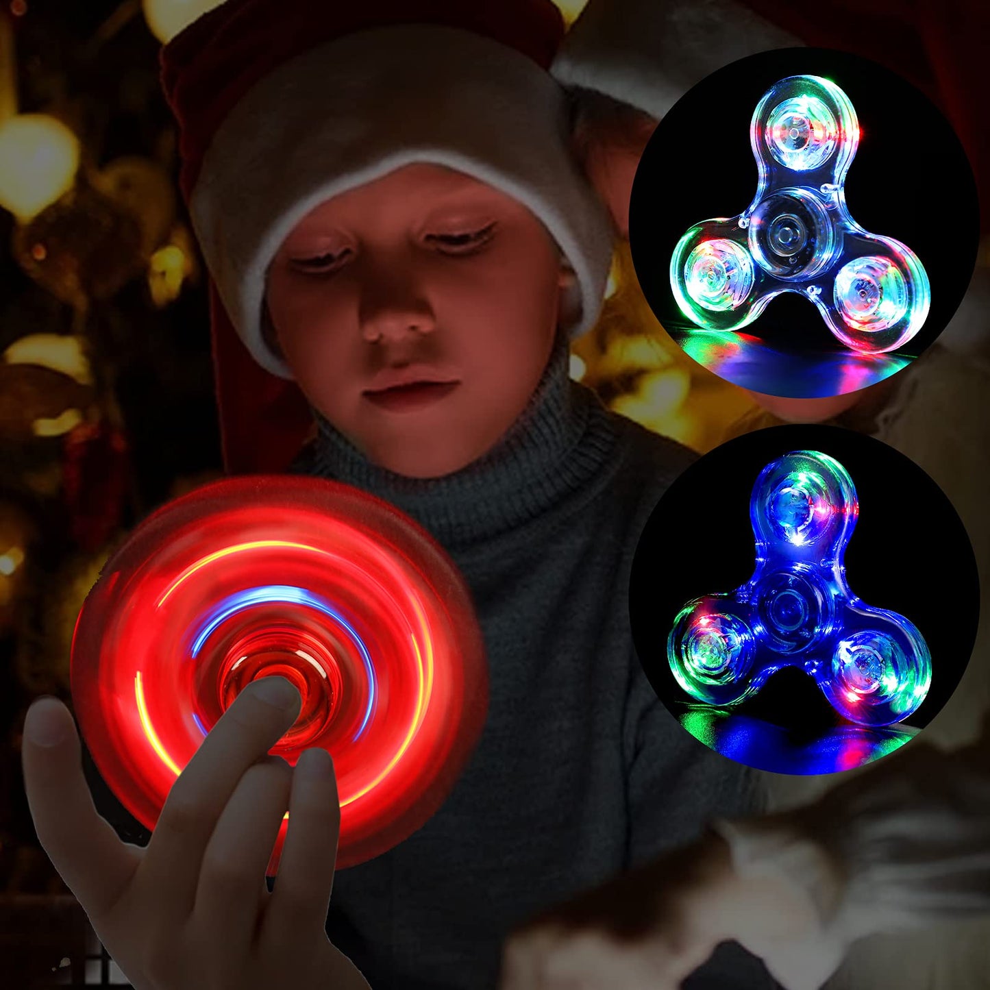 SCIONE 5 Pack LED Light Up Fidget Spinners – Glow in the Dark Sensory Toys for Kids