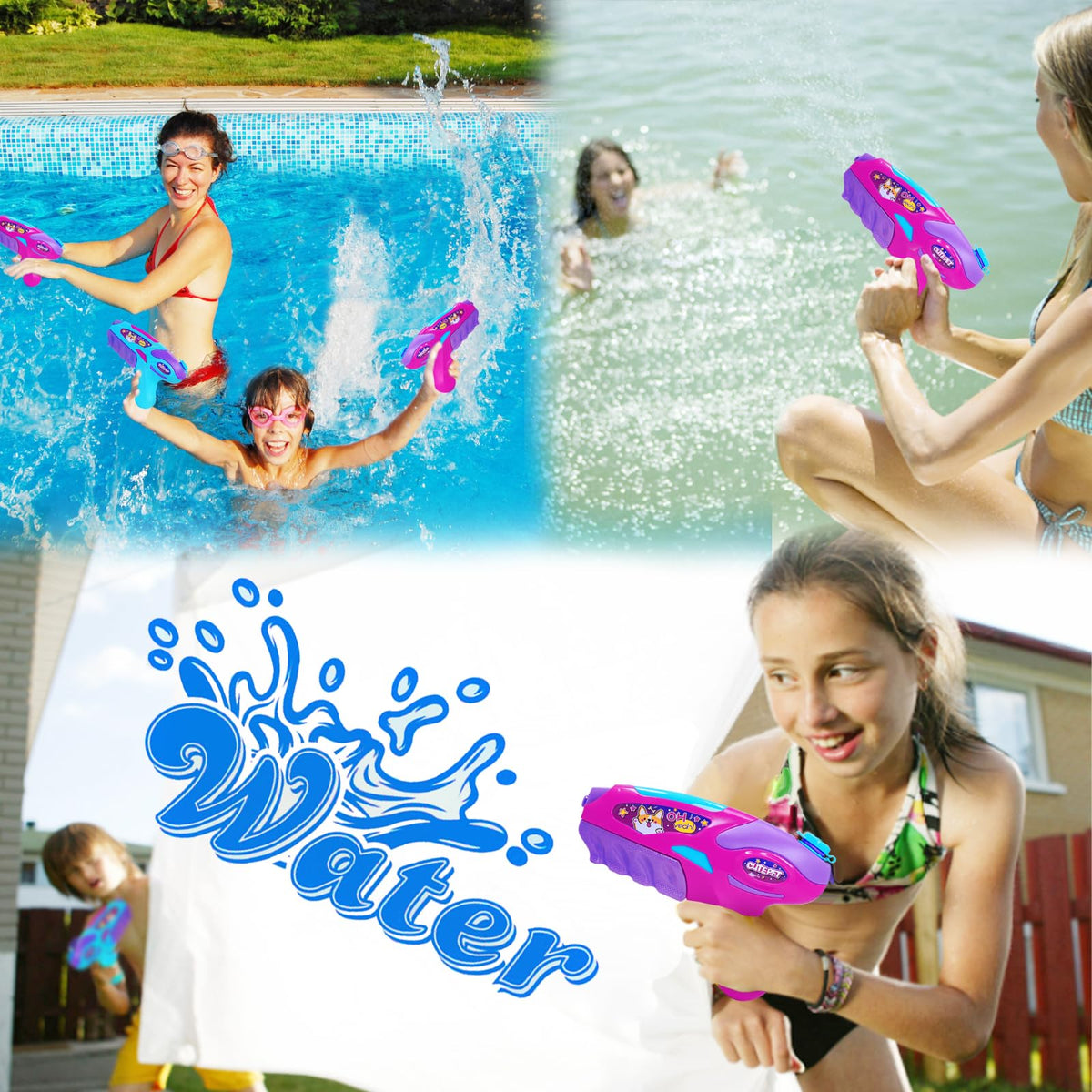 SCKTYZS Water Gun for Girls - 2-Pack Kids Squirter Toys for Pool Beach Bath