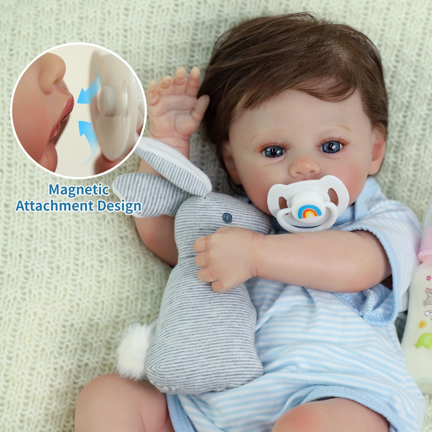 SCOM 18-Inch Reborn Baby Doll Boy – Realistic, Weighted, Poseable with Accessories