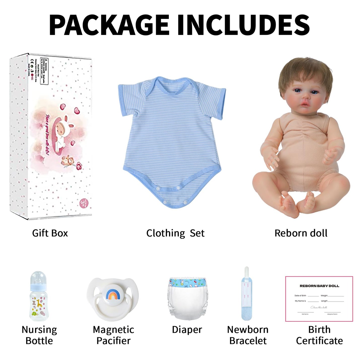 SCOM 18-Inch Reborn Baby Doll Boy – Realistic, Weighted, Poseable with Accessories