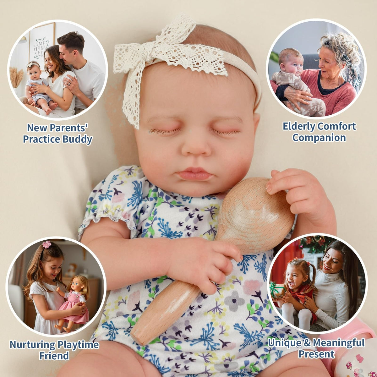 SCOM 20-Inch Reborn Doll - Lifelike Vinyl Baby Girl with 7-Piece Gift Set