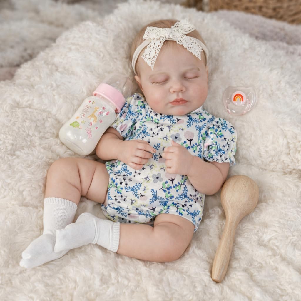 SCOM 20-Inch Reborn Doll - Lifelike Vinyl Baby Girl with 7-Piece Gift Set