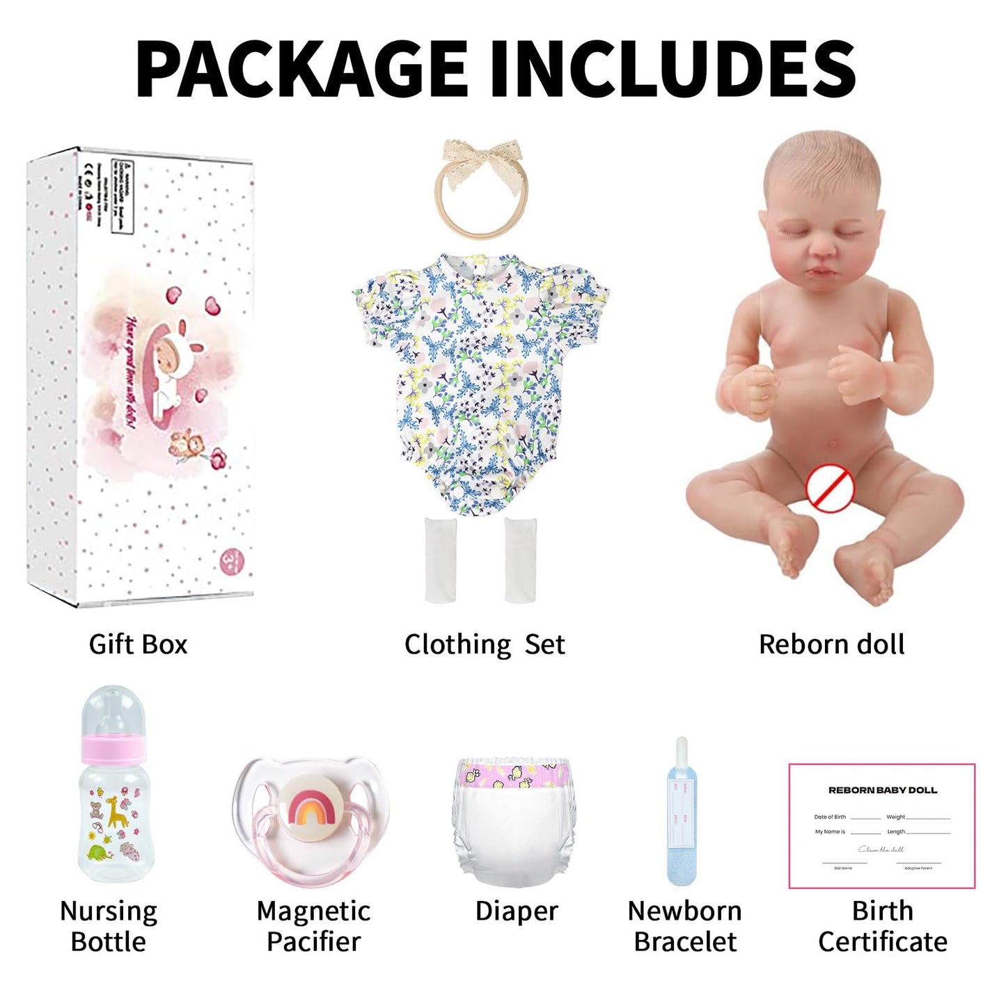 SCOM 20-Inch Reborn Doll - Lifelike Vinyl Baby Girl with 7-Piece Gift Set