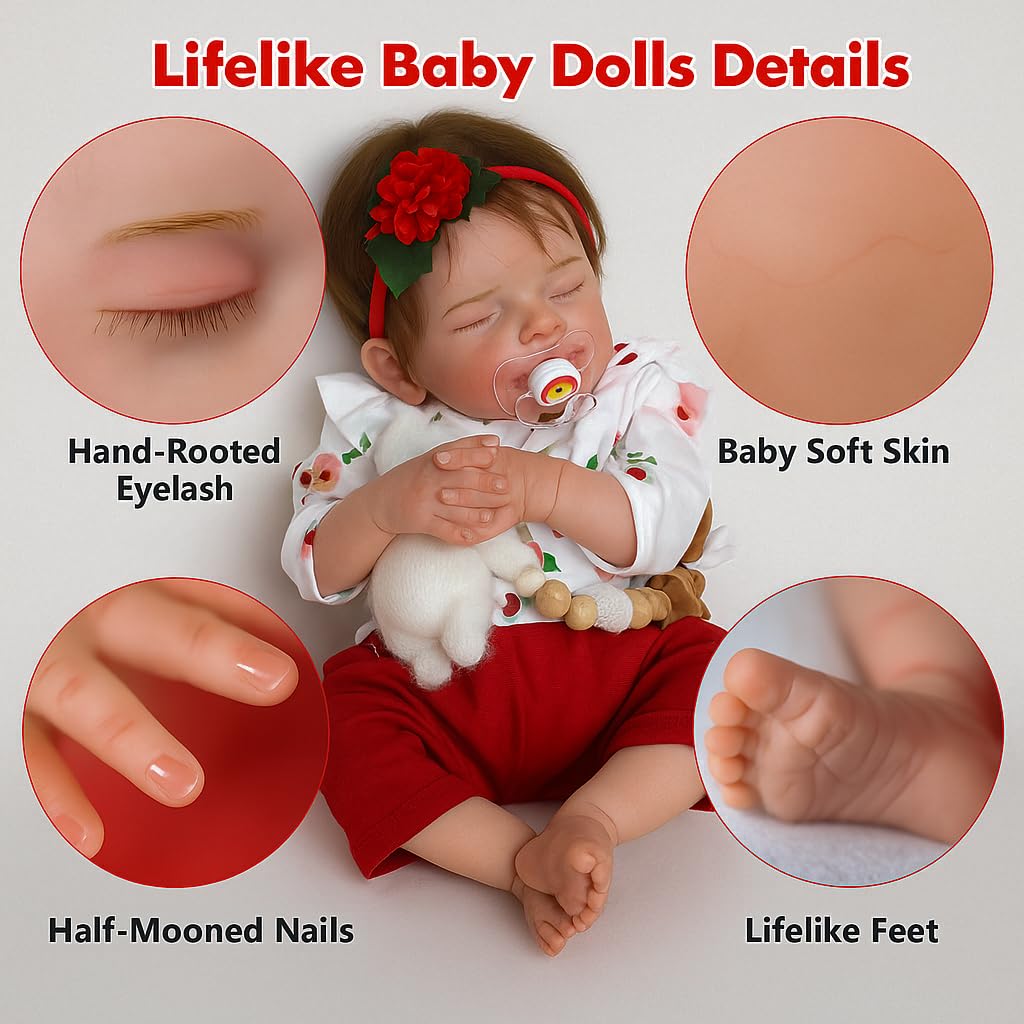 SCOM 20-Inch Realistic Reborn Baby Doll – Lifelike Sleeping Girl with Gift Set
