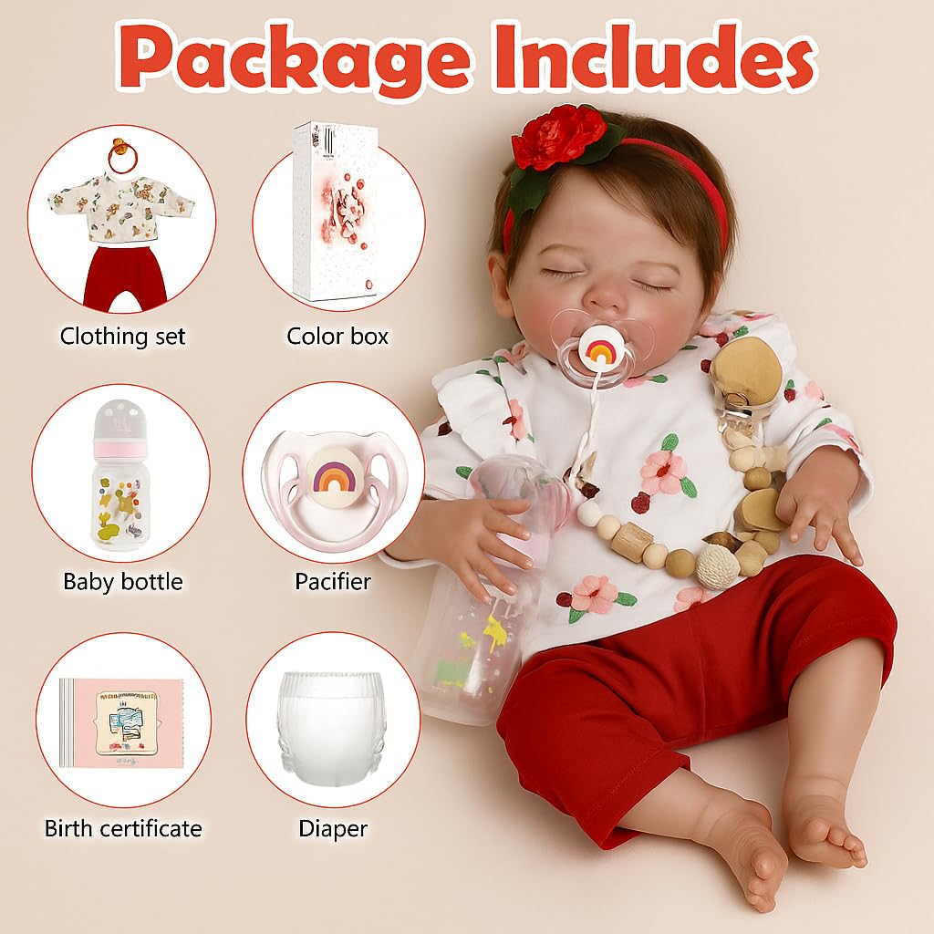 SCOM 20-Inch Realistic Reborn Baby Doll – Lifelike Sleeping Girl with Gift Set