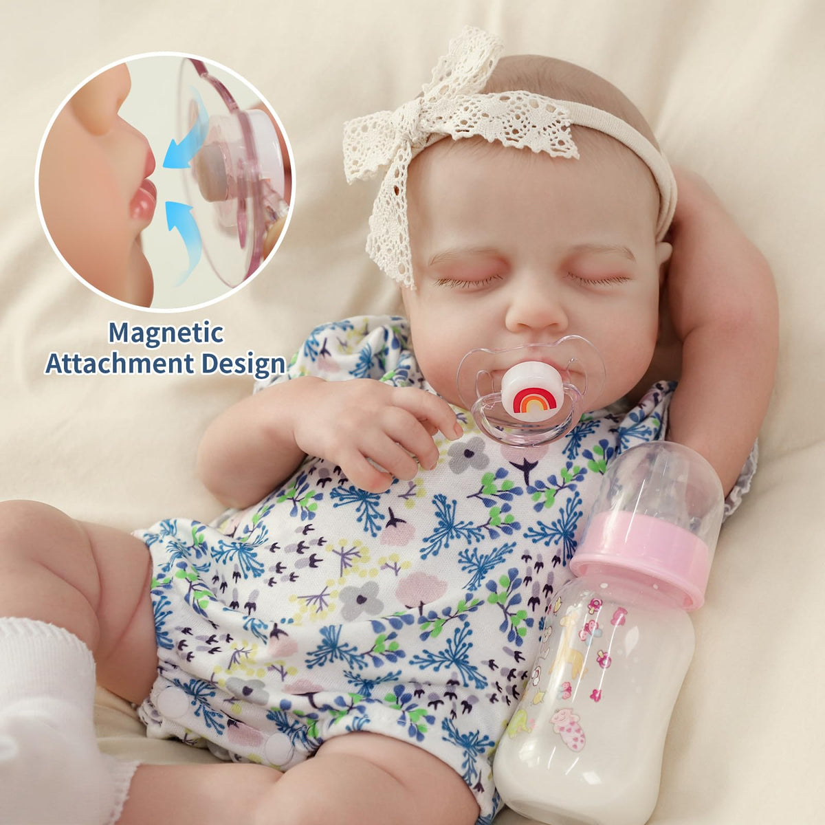 SCOM 20-Inch Reborn Doll - Lifelike Vinyl Baby Girl with 7-Piece Gift Set
