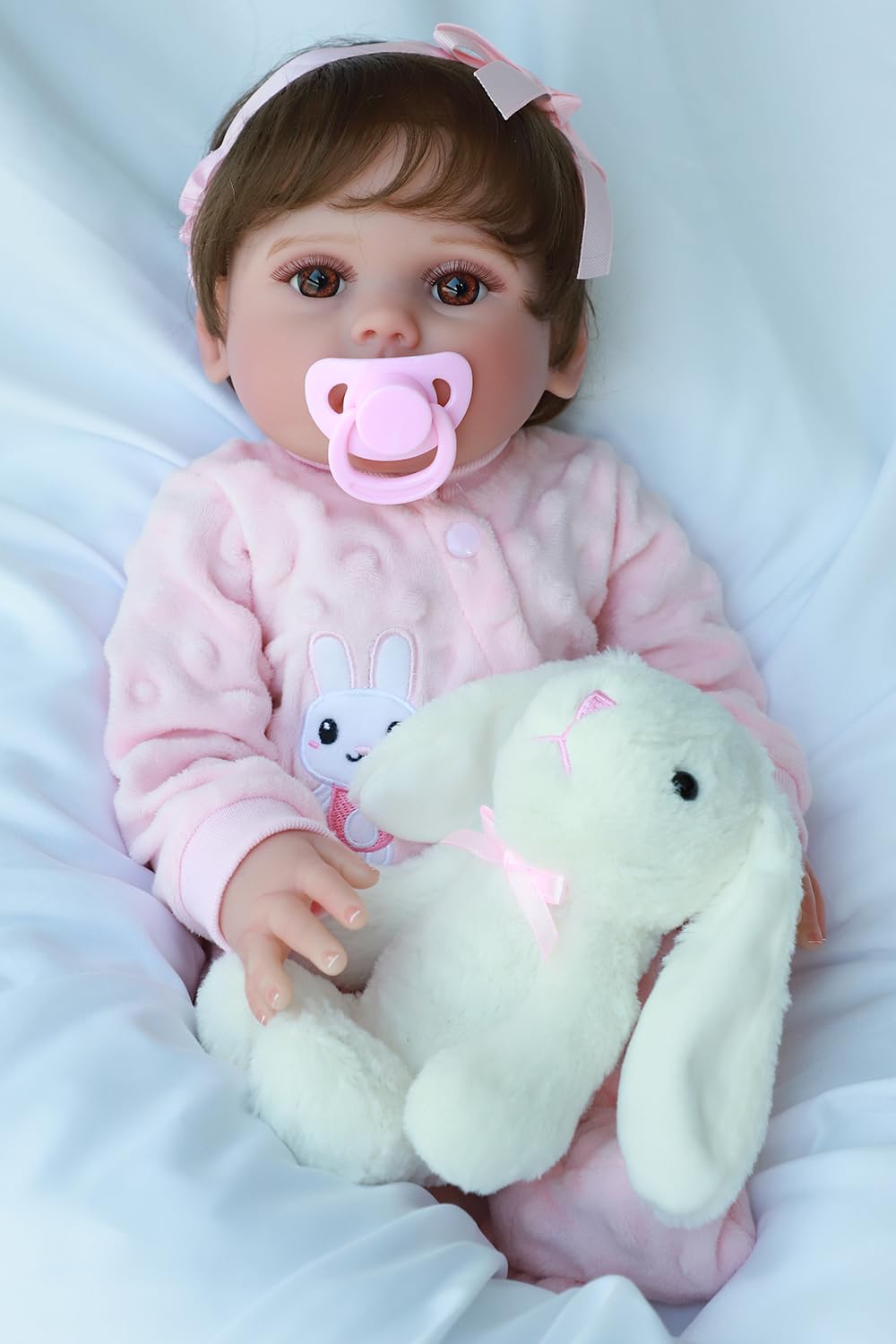 SCOM Realistic Reborn Baby Doll Lucy – 18-Inch Full Body Vinyl, Weighted, Gift Set