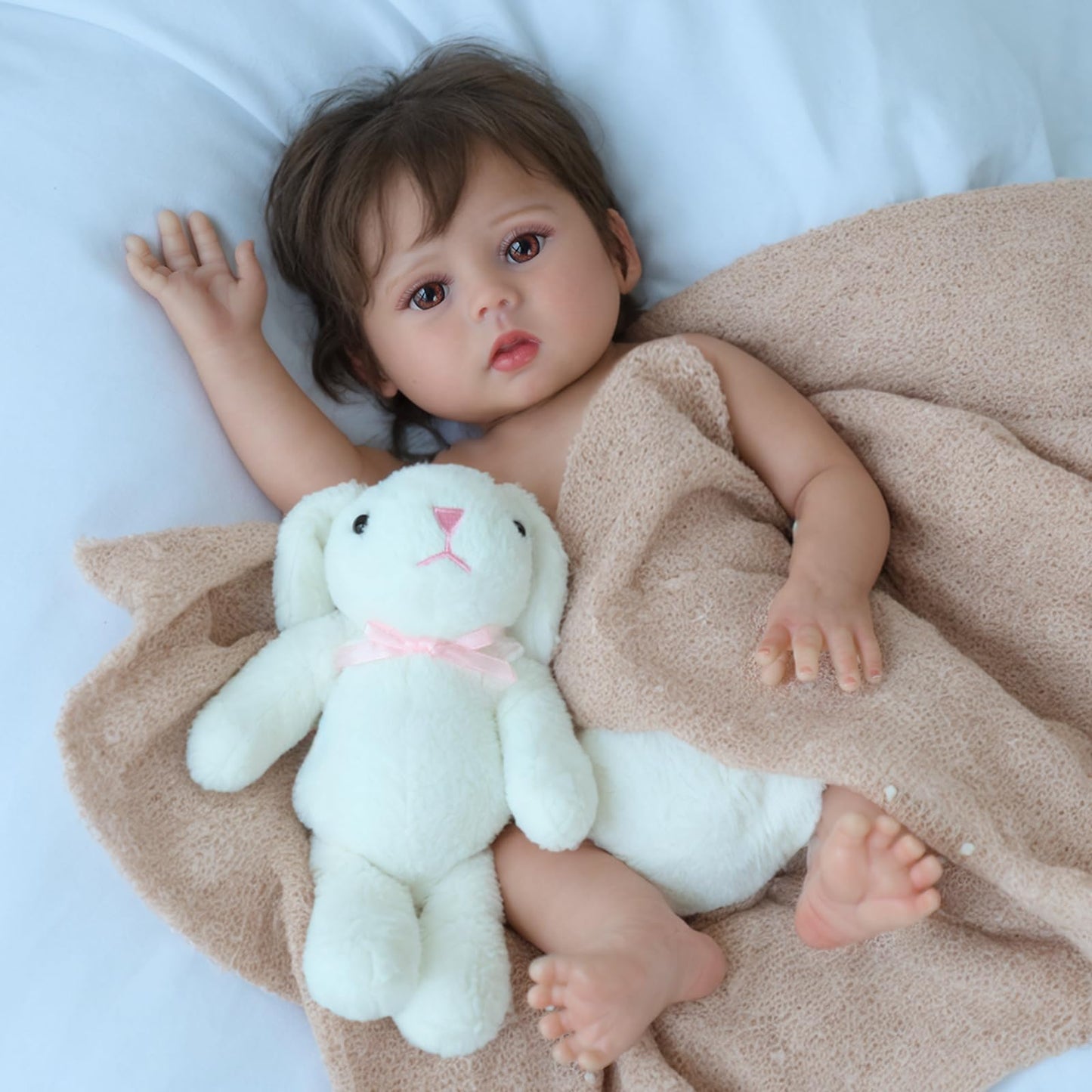 SCOM Realistic Reborn Baby Doll Lucy – 18-Inch Full Body Vinyl, Weighted, Gift Set