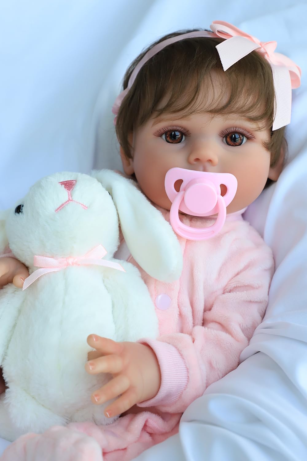 SCOM Realistic Reborn Baby Doll Lucy – 18-Inch Full Body Vinyl, Weighted, Gift Set
