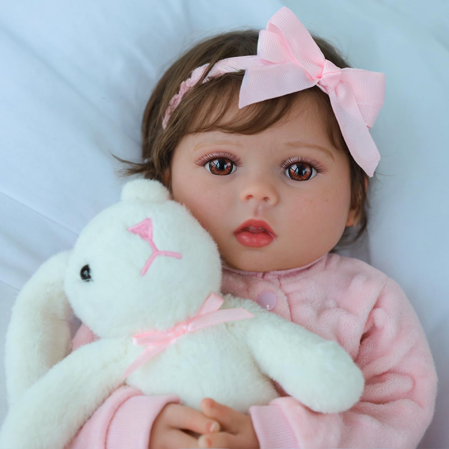 SCOM Realistic Reborn Baby Doll Lucy – 18-Inch Full Body Vinyl, Weighted, Gift Set