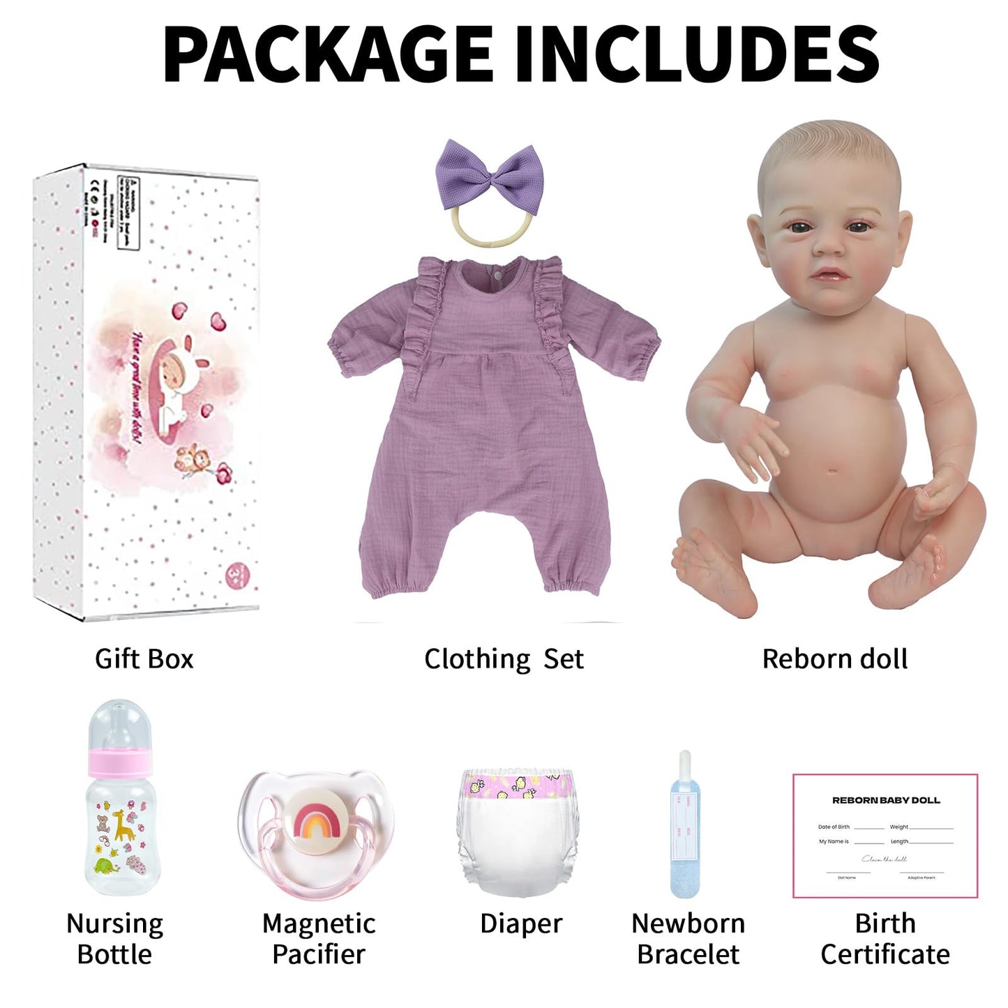 SCOM Realistic Reborn Baby Dolls – 18-Inch Mary, Full-Body Vinyl Lifelike Newborn Doll