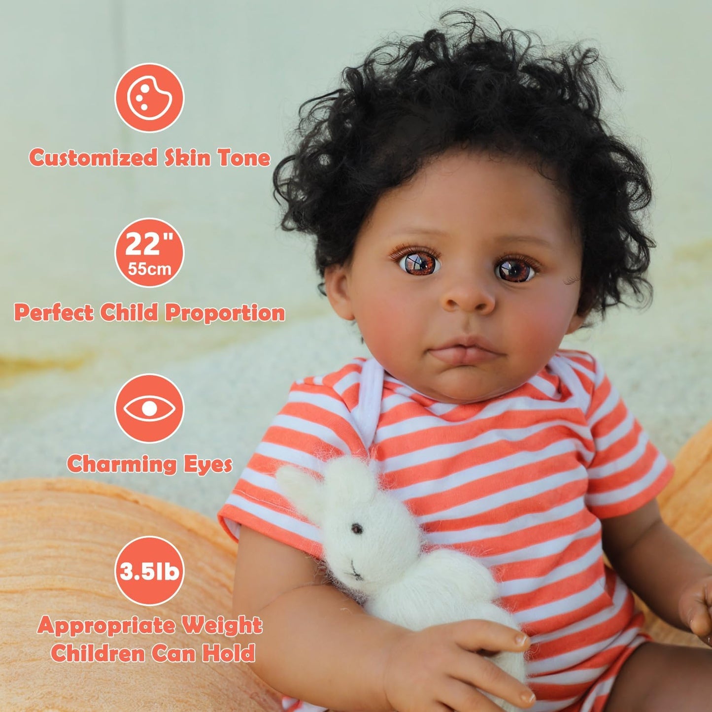 SCOM Realistic Reborn Baby Doll – 20-Inch Black Girl (African American), Weighted Soft Body