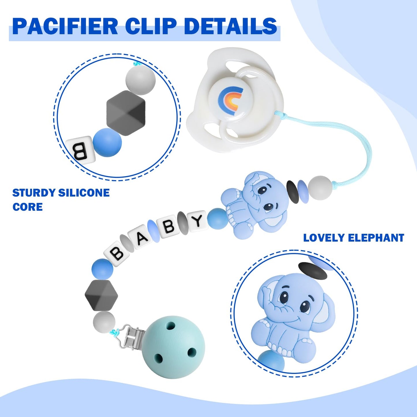 SCOM Reborn Baby Doll Accessories Set – Rainbow Pacifiers & Reusable Bottles (Blue, 3 Pcs)