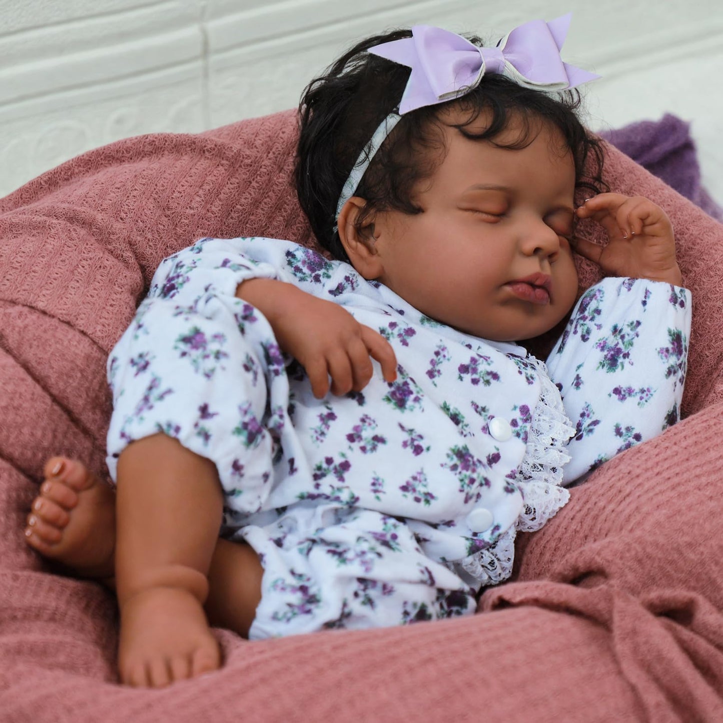 SCOM Reborn Baby Doll Black Girl – 20-Inch Realistic Newborn Doll for Kids 3+