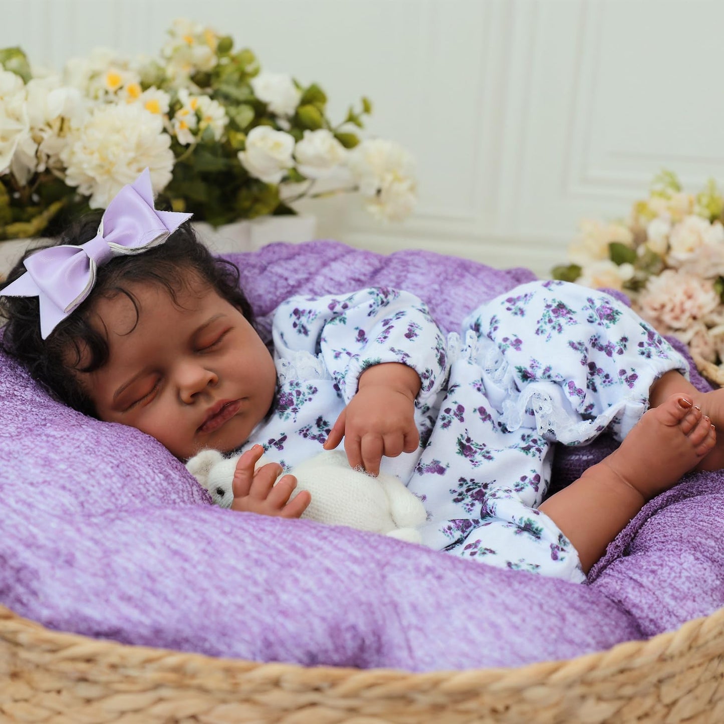 SCOM Reborn Baby Doll Black Girl – 20-Inch Realistic Newborn Doll for Kids 3+