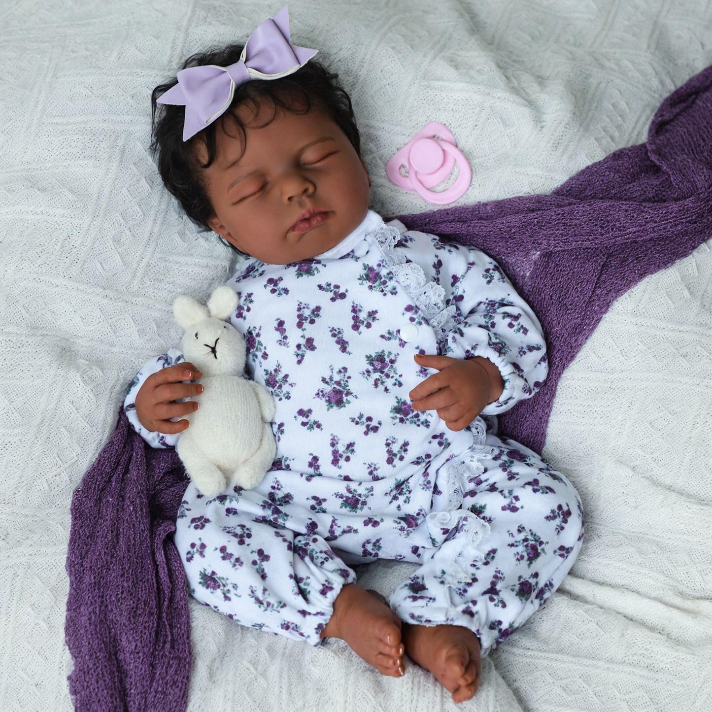 SCOM Reborn Baby Doll Black Girl – 20-Inch Realistic Newborn Doll for Kids 3+