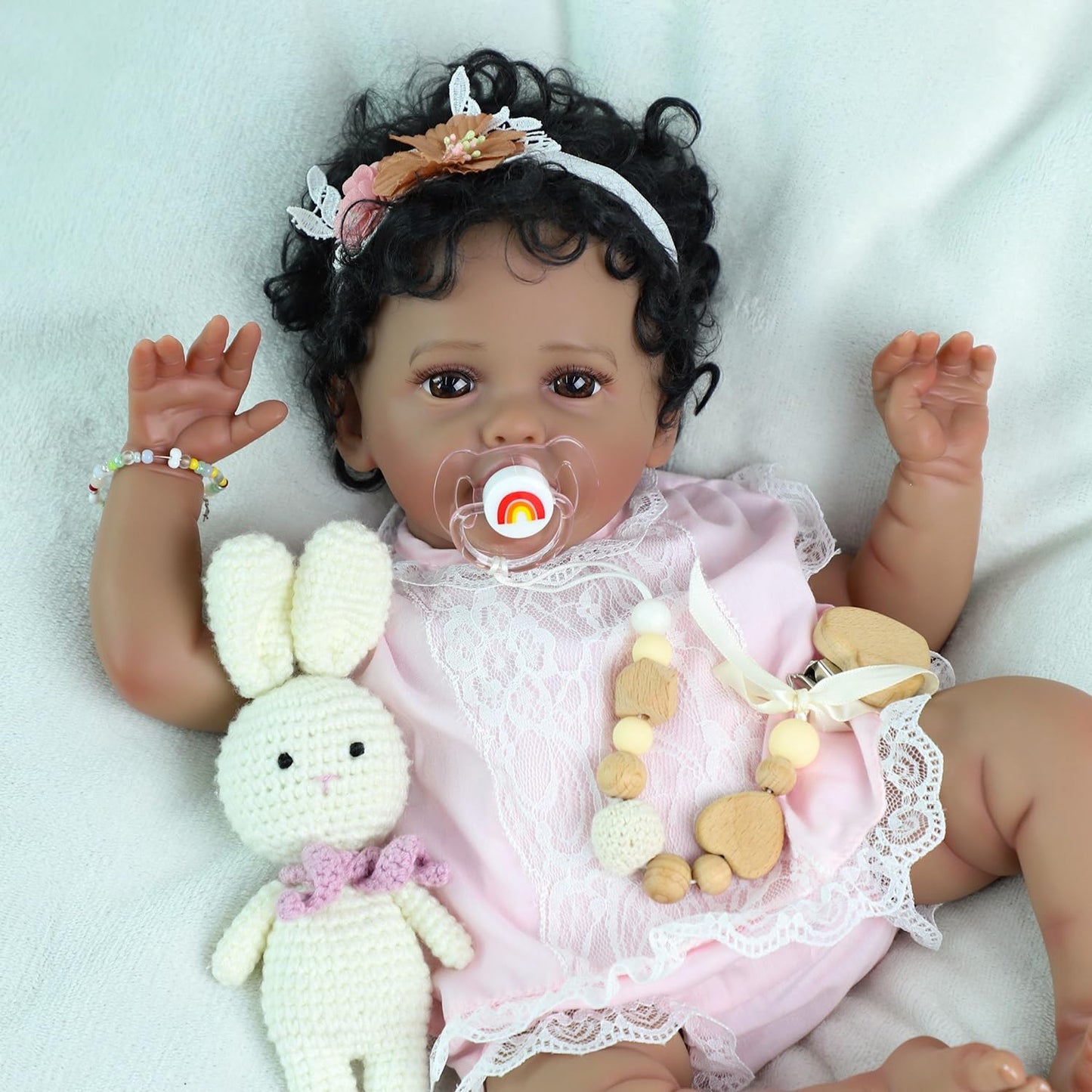 SCOM Reborn Baby Doll Black Girl - 20-Inch African American Realistic Newborn Girl