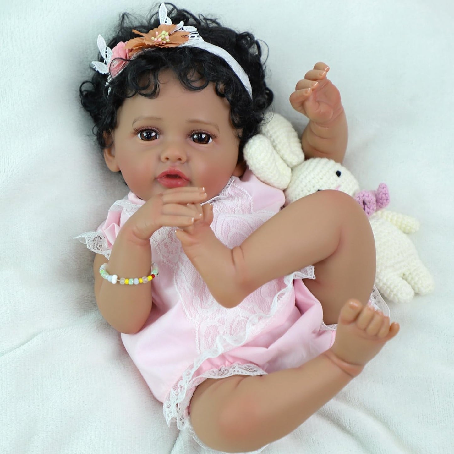 SCOM Reborn Baby Doll Black Girl - 20-Inch African American Realistic Newborn Girl