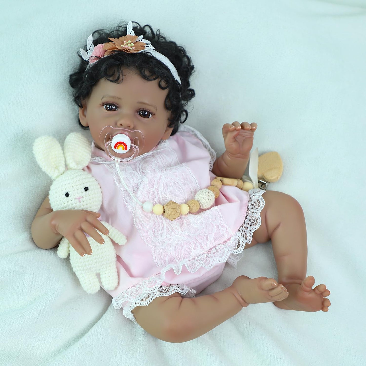 SCOM Reborn Baby Doll Black Girl - 20-Inch African American Realistic Newborn Girl