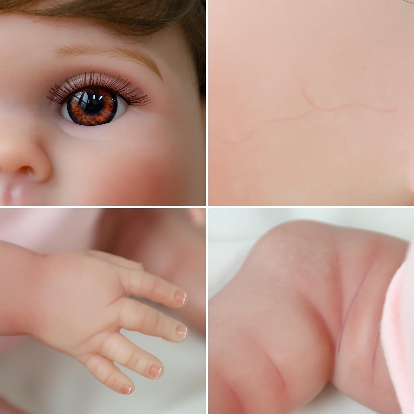 SCOM Reborn Baby Doll Girl Lucy – 18-Inch Realistic Vinyl Doll with Hair