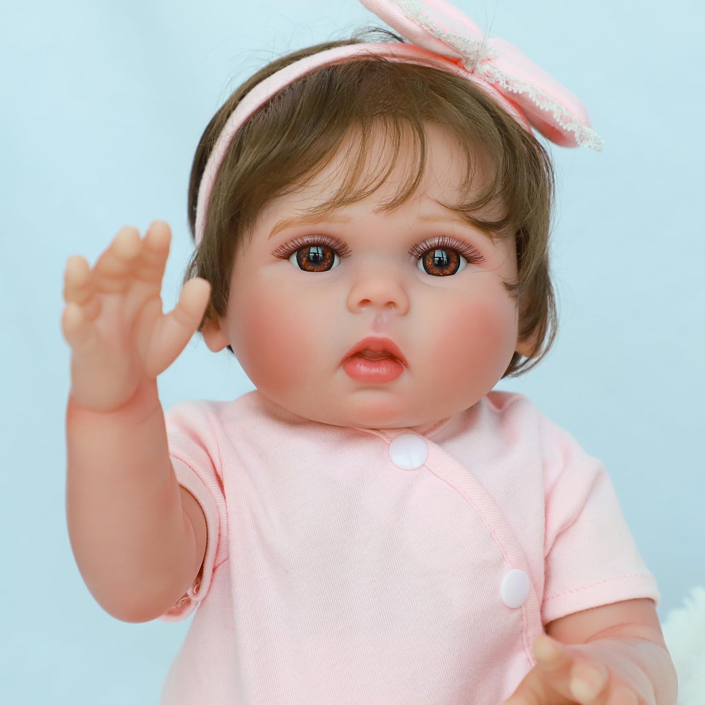 SCOM Reborn Baby Doll Girl Lucy – 18-Inch Realistic Vinyl Doll with Hair
