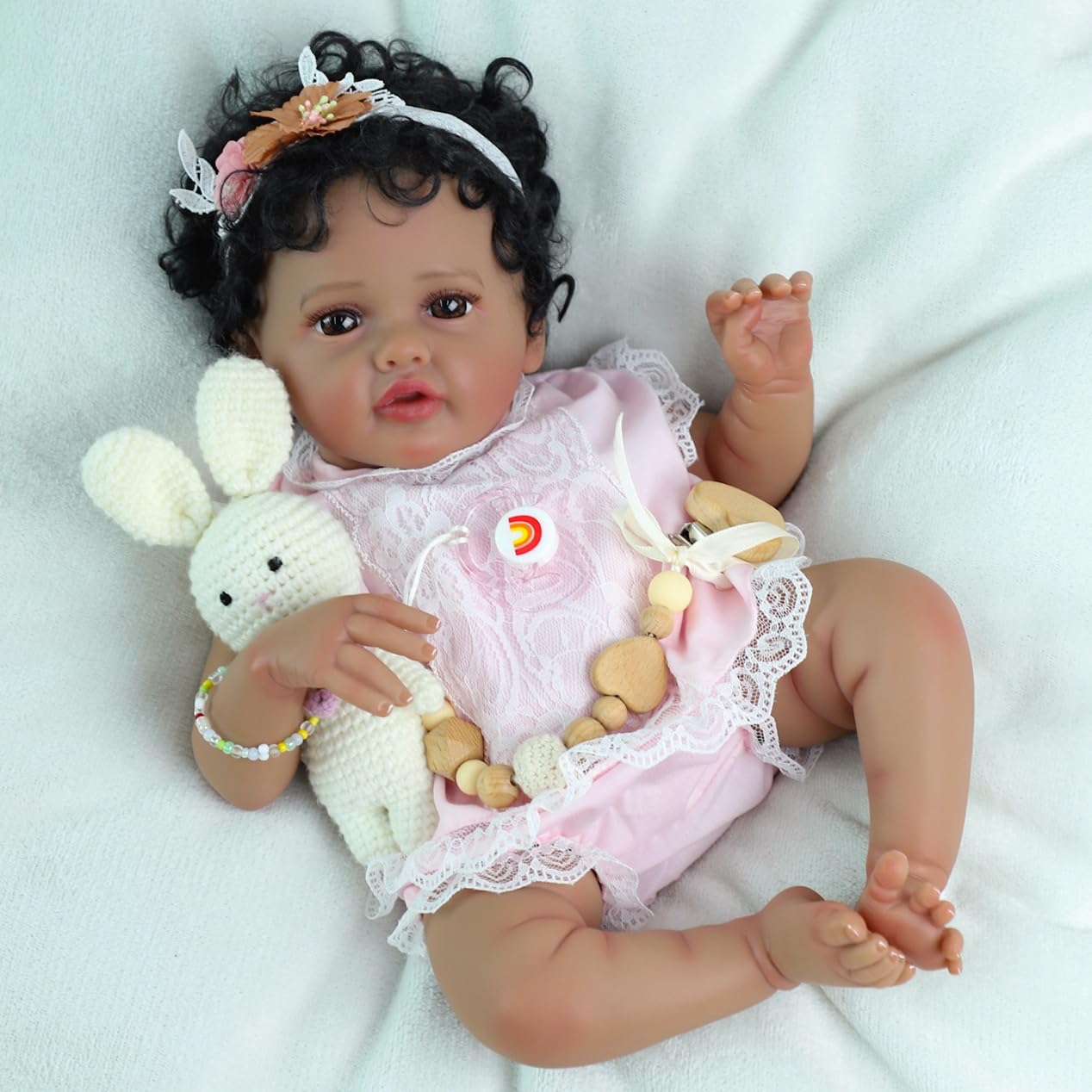 SCOM Reborn Baby Doll Black Girl - 20-Inch African American Realistic Newborn Girl