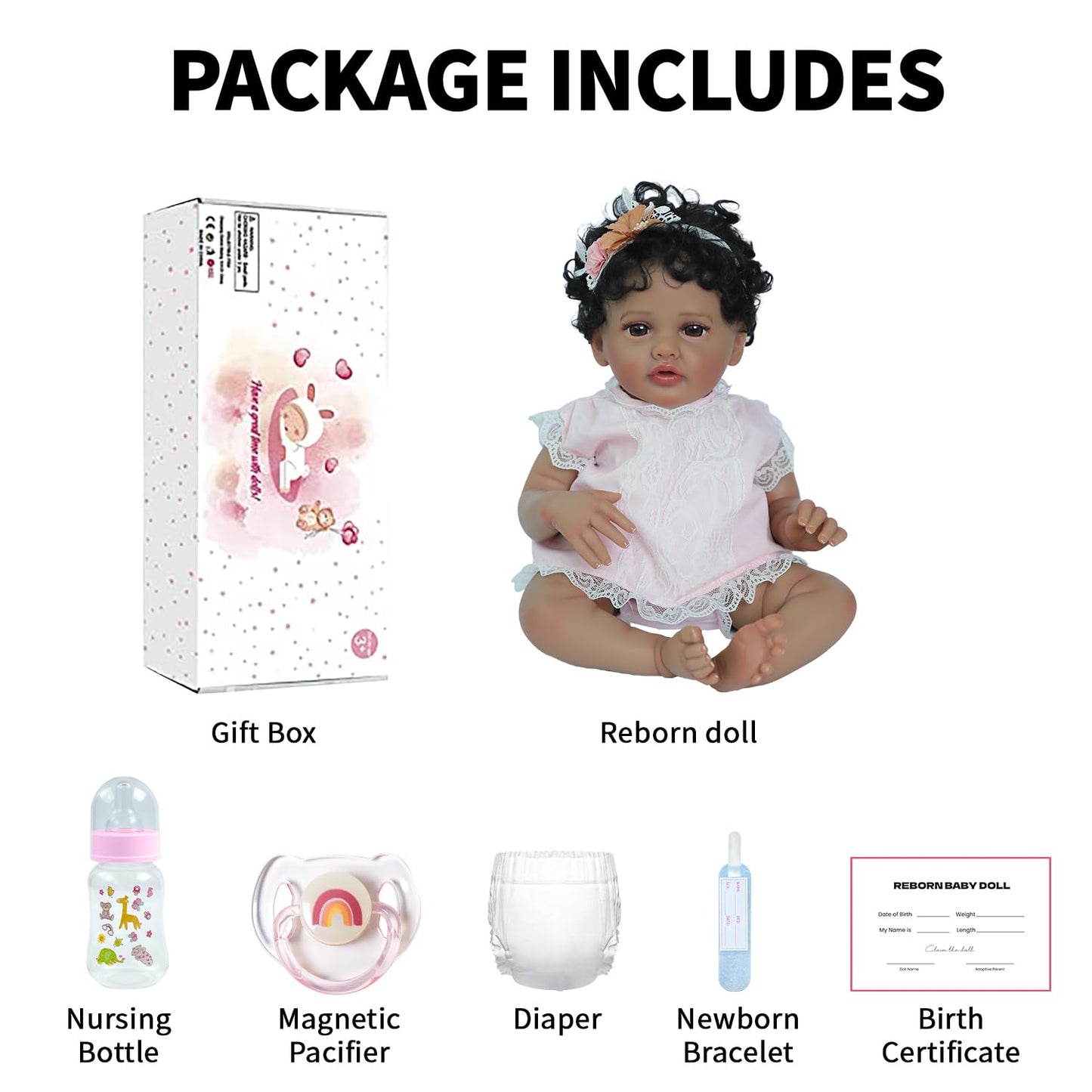 SCOM Reborn Baby Doll Black Girl - 20-Inch African American Realistic Newborn Girl