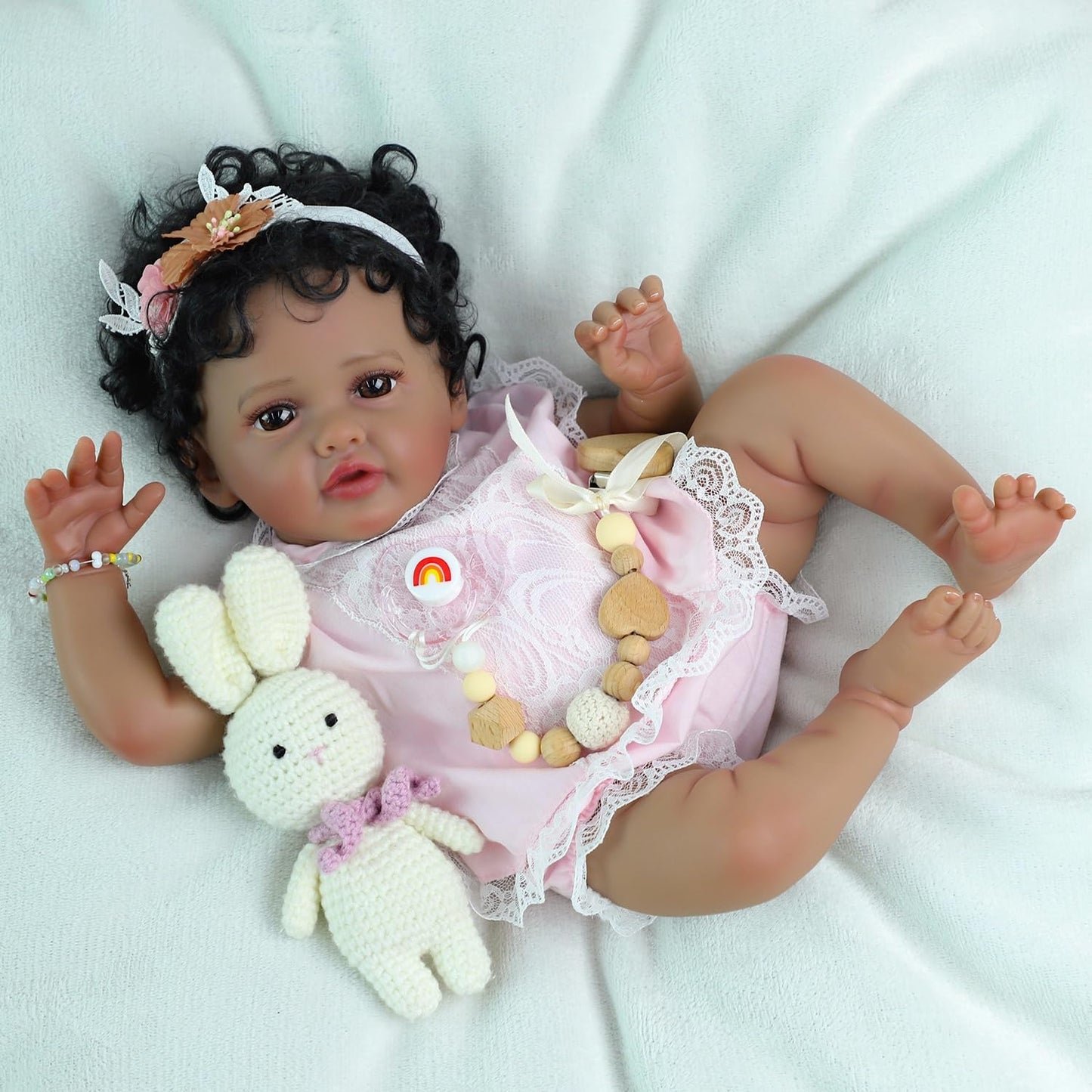 SCOM Reborn Baby Doll Black Girl - 20-Inch African American Realistic Newborn Girl
