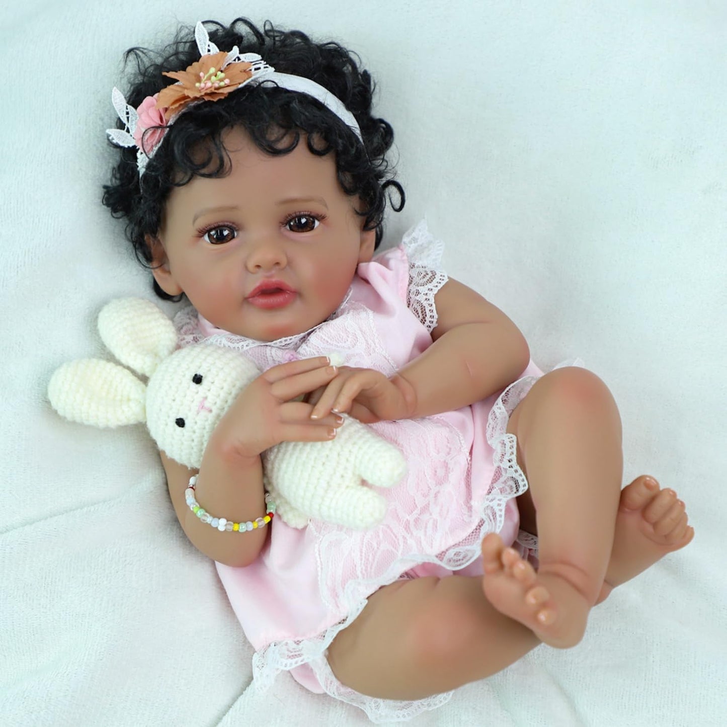 SCOM Reborn Baby Doll Black Girl - 20-Inch African American Realistic Newborn Girl