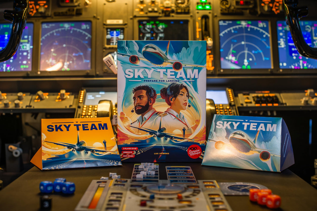 Scorpion Masqué Sky Team Turbulence Expansion – Cooperative Dice Game for 2 Players, 12+, 20 Minutes