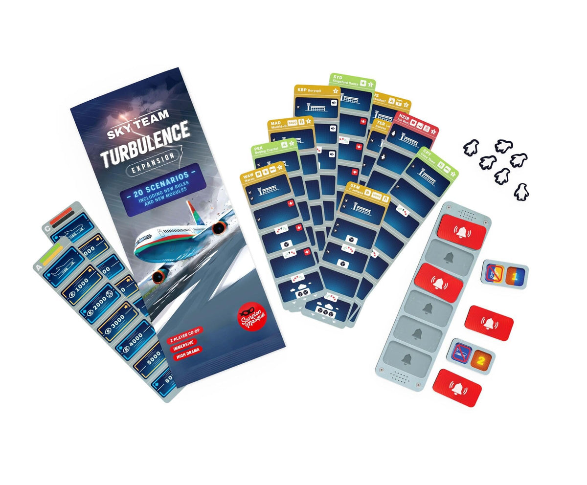 Scorpion Masqué Sky Team Turbulence Expansion – Cooperative Dice Game for 2 Players, 12+, 20 Minutes