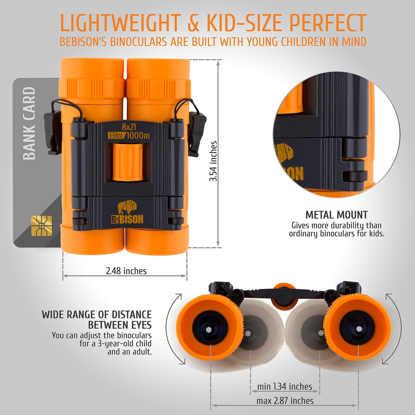 Scotar BeBison Kids Binoculars 8x21 – Compact, Shockproof Real Optics for Outdoor Fun